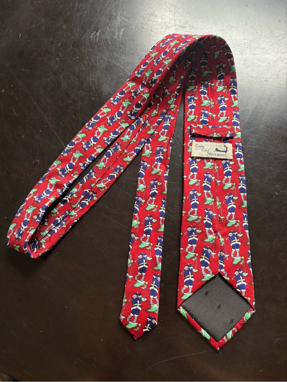Cape Cod Neckwear, Santa Golfing Silk Tie, Red